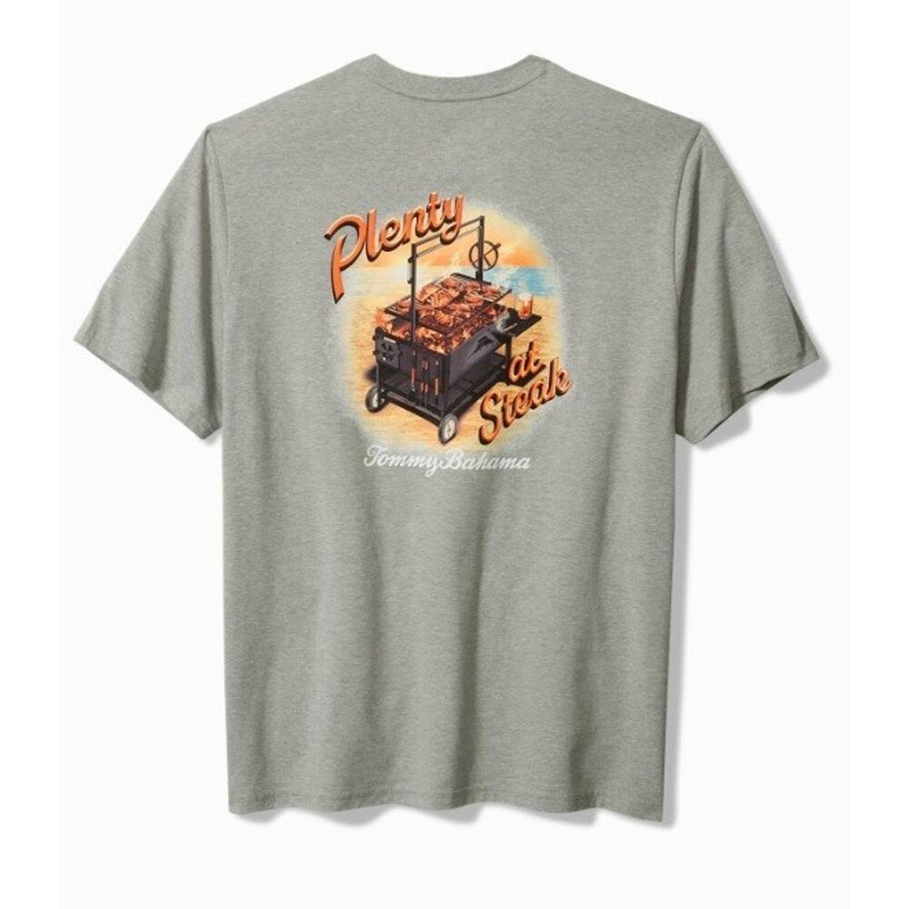 NEW TOMMY BAHAMA T-Shirt | Plenty At Steak | Mens Size Medium | Gray | NWOT
